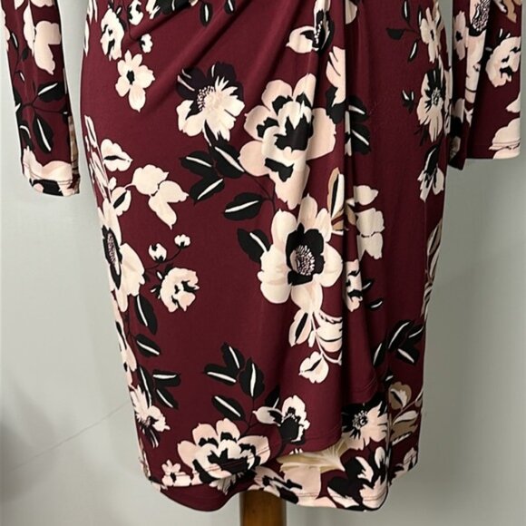Calvin Klein Long Sleeve Floral Faux Wrap Dress Size 4P - Picture 4 of 10